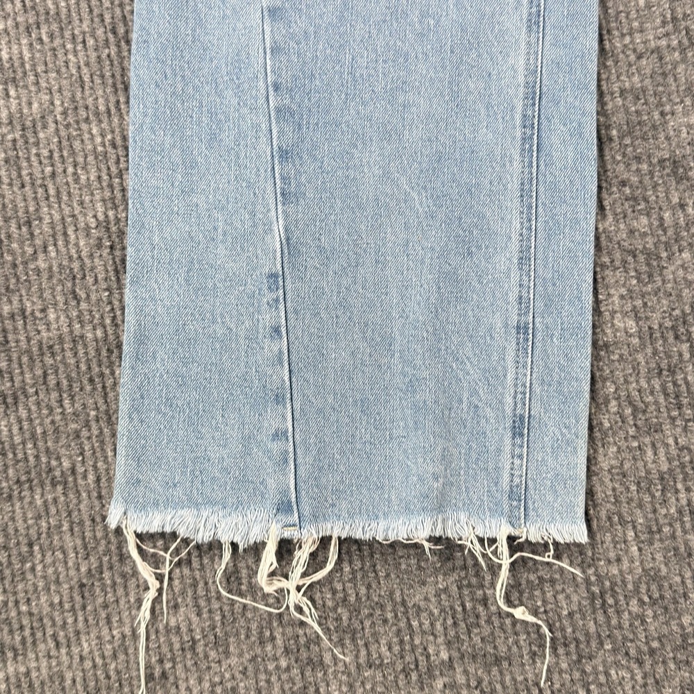 YMI Wide-Leg Fit Jeans Womens 11/30 Light Wash High Rise Raw Hem Denim Frayed - Picture 3 of 15